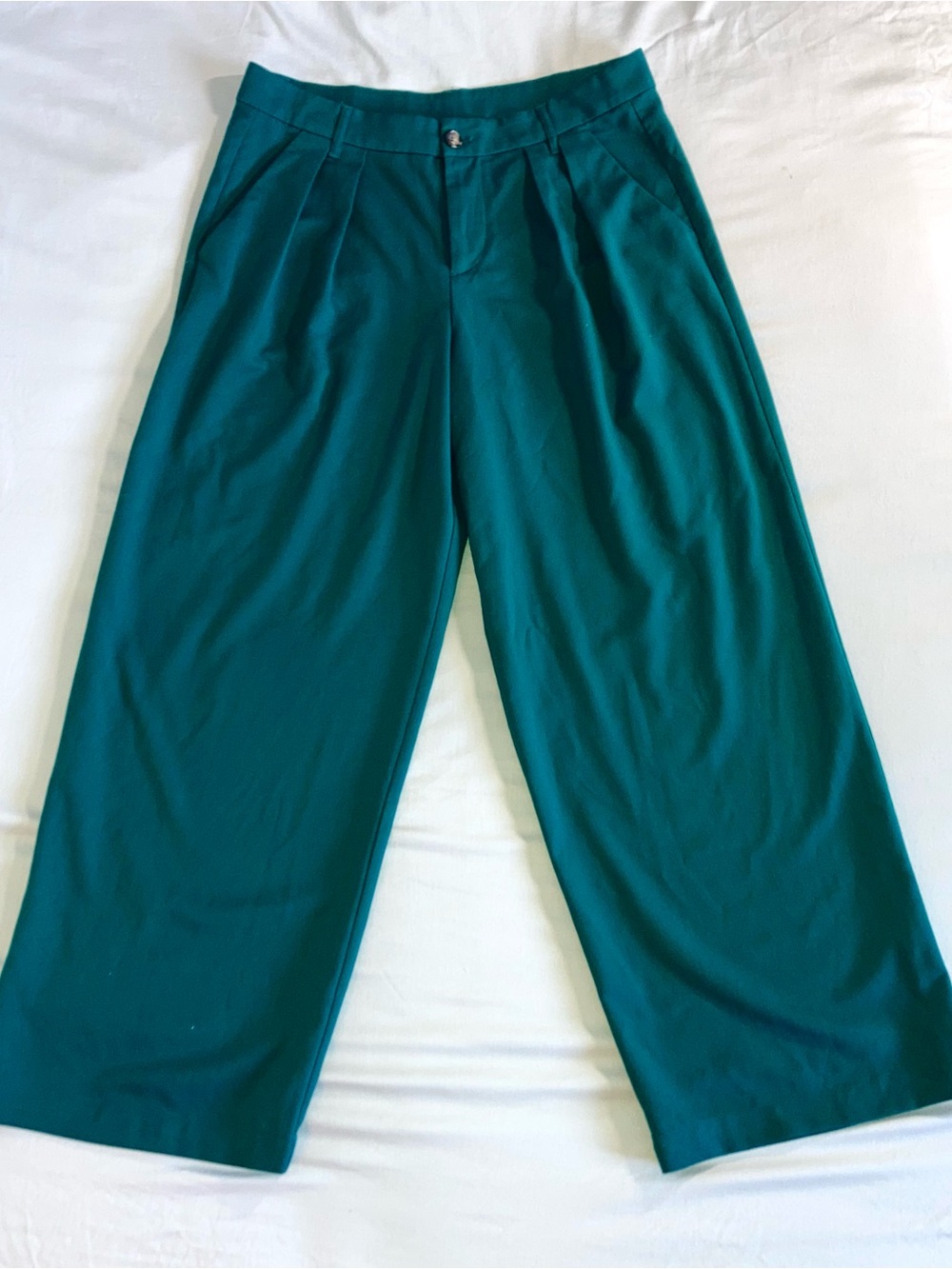 Divided Wide-Leg Emerald Green Trousers